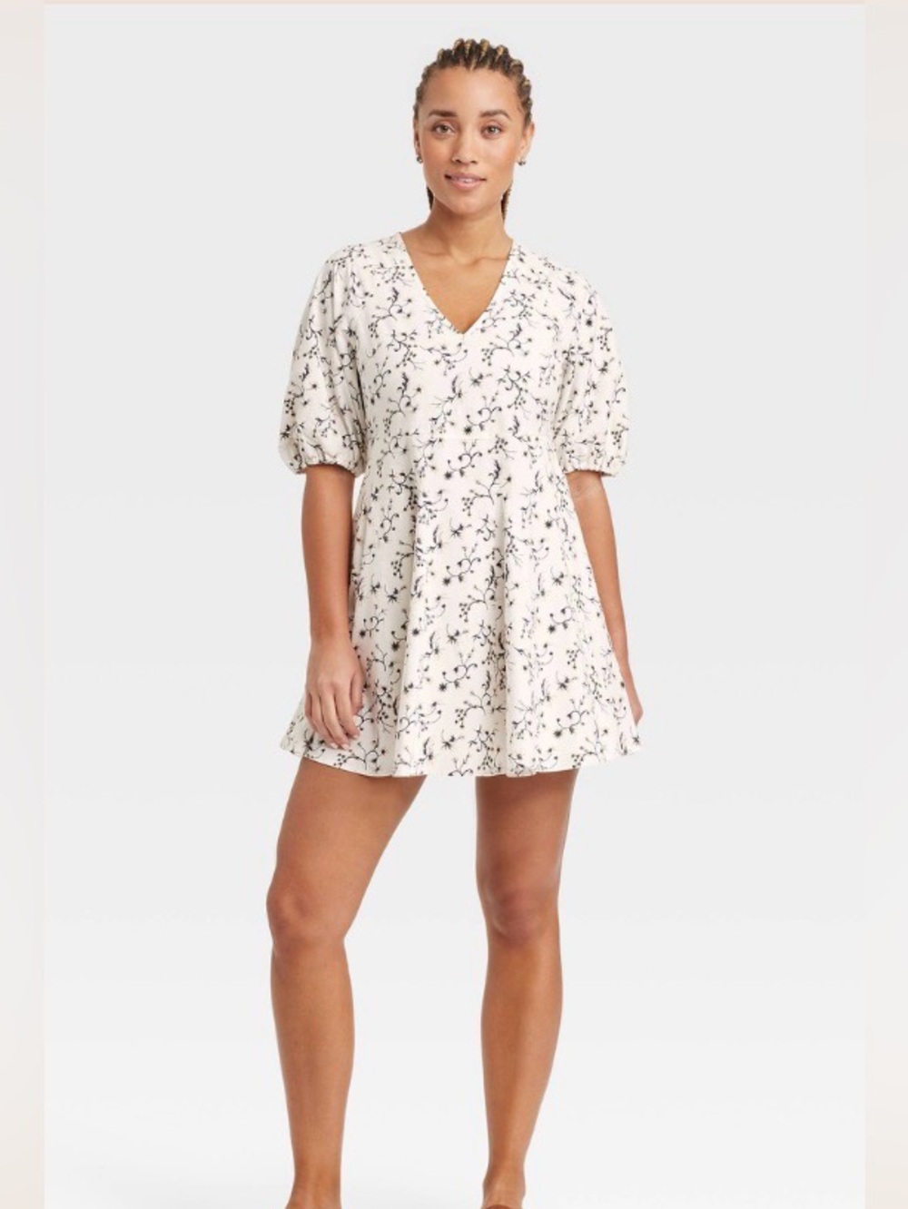 Universal Thread BellSleeve Mini A-Line Dress w/floral pattern. Pockets. Sz M